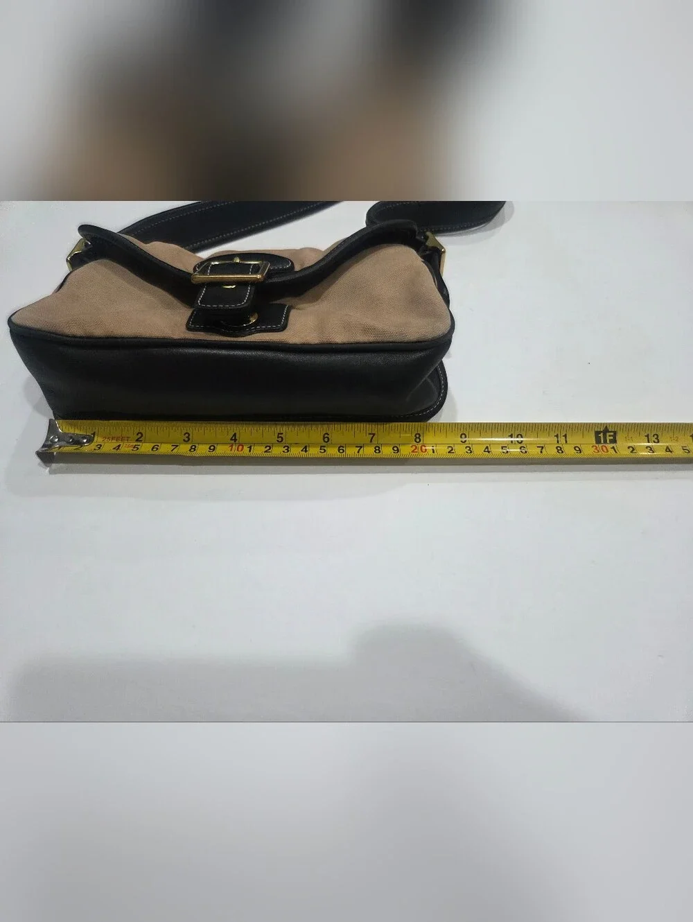 Coach Canvas Demi Flap  Shoulder Bag with Gold Buckle #K13-9120.  (N)